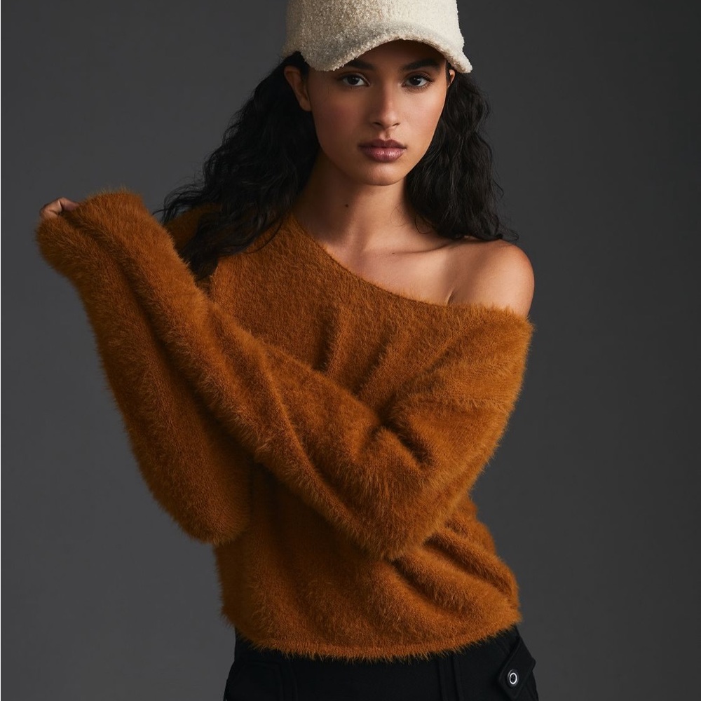 Cozy Brown Off-Shoulder Sweater